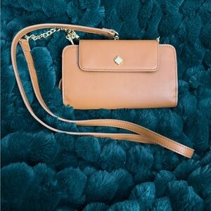 Crown & Ivy Tan Crossbody Bag with Gold Chain